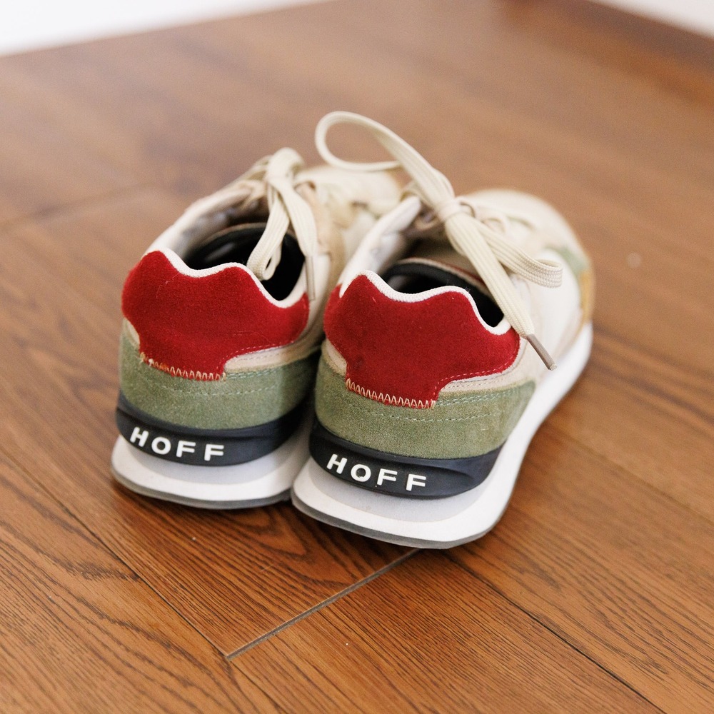 HOFF Memphis Sneakers Womens 7.5 Beige Green Mustard Colorblock Trainers - Picture 3 of 8